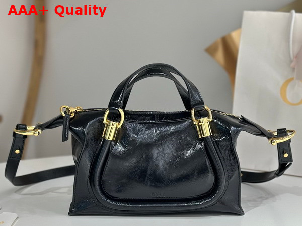 Chloe Small Paraty 24 Bag in Shiny Leather Black Replica