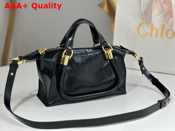 Chloe Small Paraty 24 Bag in Shiny Leather Black Replica