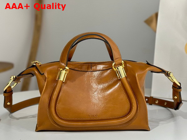 Chloe Small Paraty 24 Bag in Shiny Leather Clay Brown Replica