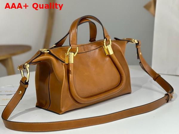 Chloe Small Paraty 24 Bag in Shiny Leather Clay Brown Replica