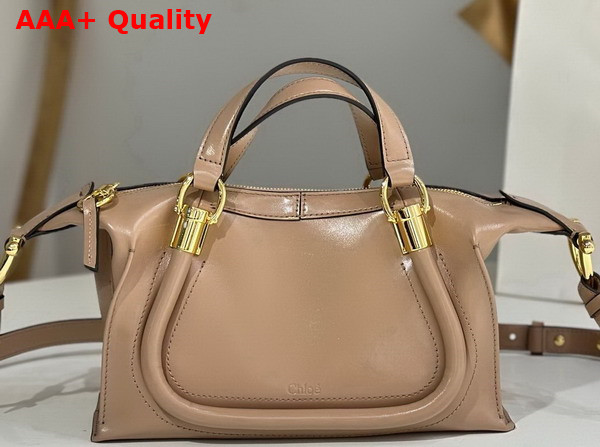 Chloe Small Paraty 24 Bag in Shiny Leather Woodrose Replica