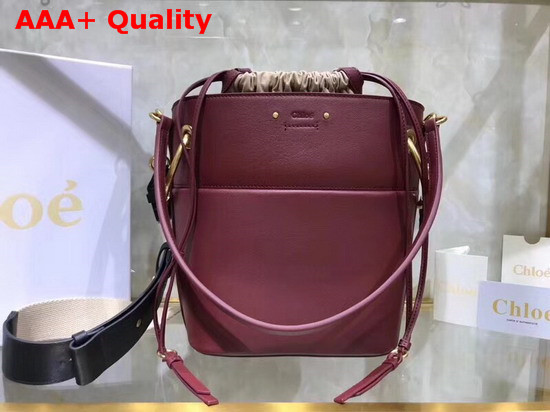 Chloe Small Roy Bucket Bag in Smooth Calfskin Burgundy Replica