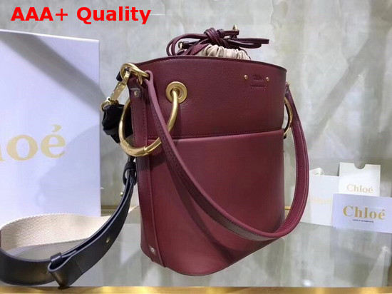 Chloe Small Roy Bucket Bag in Smooth Calfskin Burgundy Replica