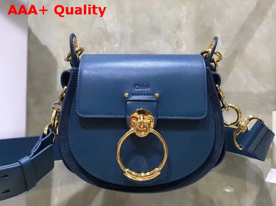 Chloe Small Tess Bag in Blue Shiny and Suede Calfskin Replica