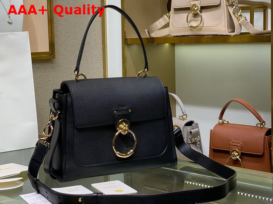 Chloe Small Tess Day Bag in Grained and Shiny Calfskin Black Replica