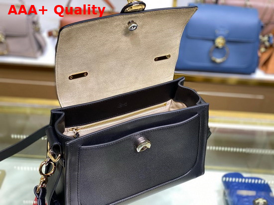 Chloe Small Tess Day Bag in Grained and Shiny Calfskin Black Replica