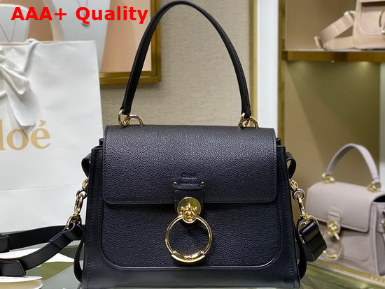 Chloe Small Tess Day Bag in Grained and Shiny Calfskin Black Replica