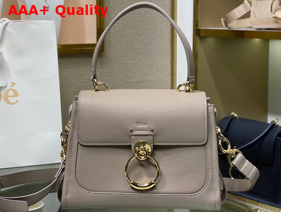 Chloe Small Tess Day Bag in Grained and Shiny Calfskin Motty Grey Replica