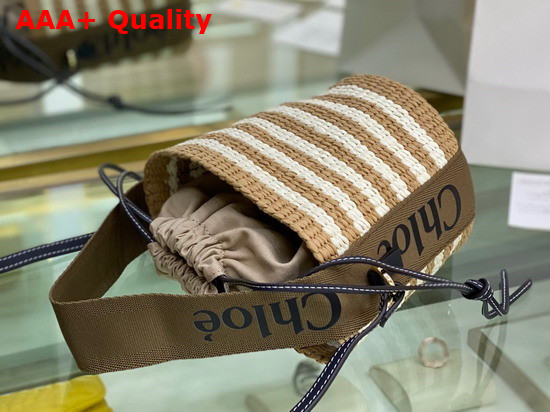 Chloe Small Woody Basket in Fair Trade Paper with the Woody Ribbon Grove Brown Replica