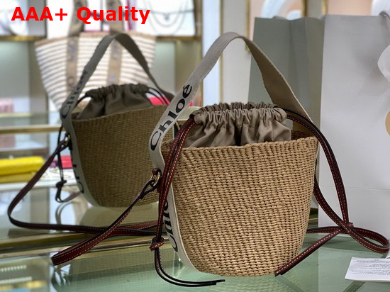 Chloe Small Woody Basket in Fair Trade Paper with the Woody Ribbon White Replica