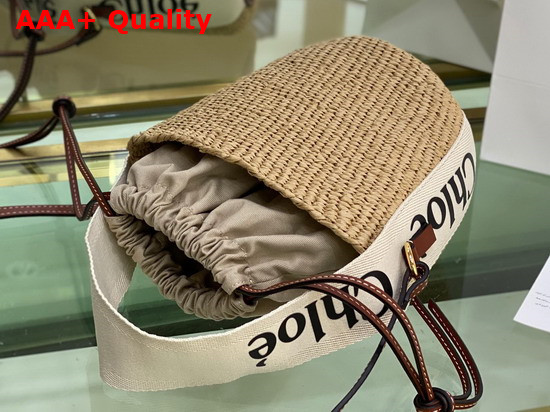 Chloe Small Woody Basket in Fair Trade Paper with the Woody Ribbon White Replica