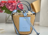 Chloe Small Woody Basket in Natural Fibers and Sky Blue Leather Replica