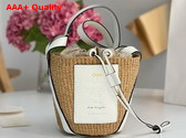 Chloe Small Woody Basket in Natural Fibers and White Leather Replica