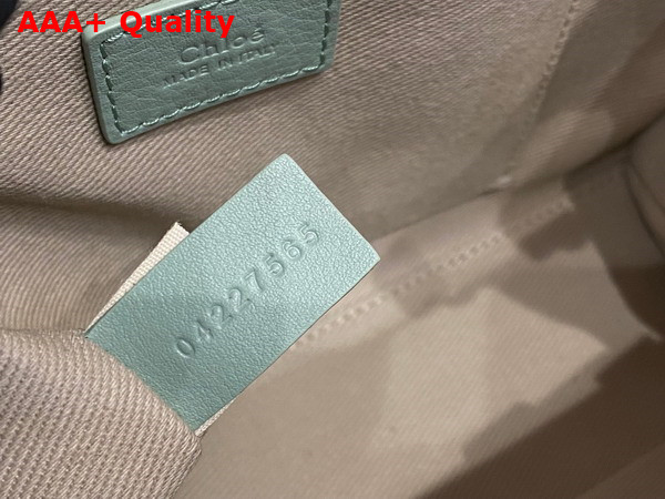 Chloe Small Woody Tote Bag in Bay Green Smooth Calfskin with Chloe Logo Replica