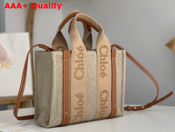 Chloe Small Woody Tote Bag in Linen Soft Tan Replica