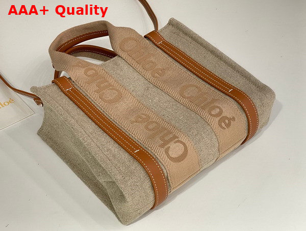 Chloe Small Woody Tote Bag in Linen Soft Tan Replica