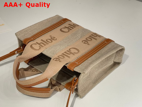 Chloe Small Woody Tote Bag in Linen Soft Tan Replica