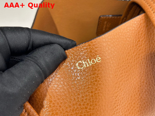 Chloe Spin Tote Bag in Clay Brown Grained Leather Replica