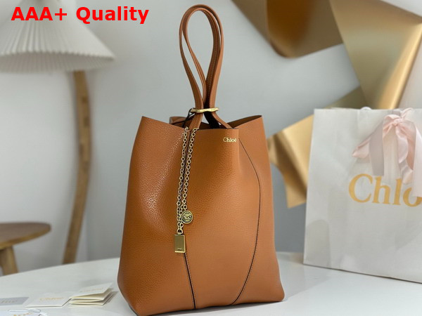 Chloe Spin Tote Bag in Clay Brown Grained Leather Replica