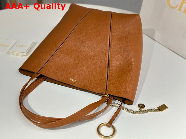 Chloe Spin Tote Bag in Clay Brown Grained Leather Replica