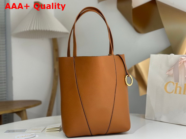 Chloe Spin Tote Bag in Clay Brown Grained Leather Replica