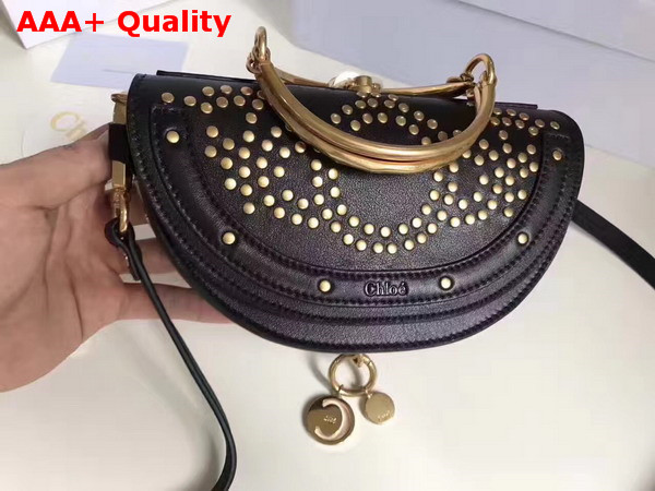 Chloe Studded Small Nile Minaudiere in Black Smooth Calfskin Replica