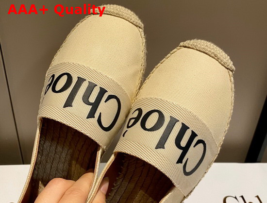 Chloe Woody Espadrilles Leather and Canvas Beige Replica