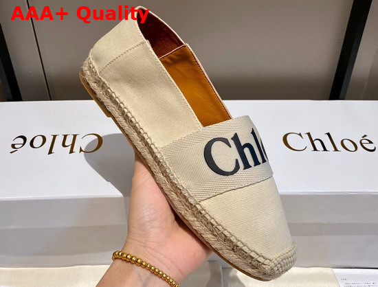 Chloe Woody Espadrilles Leather and Canvas Beige Replica