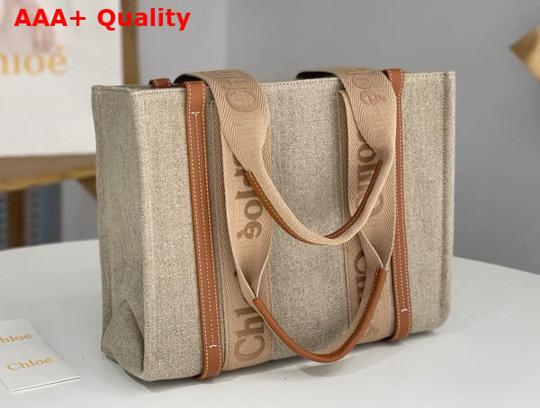 Chloe Woody Tote Bag in Linen Soft Tan Replica