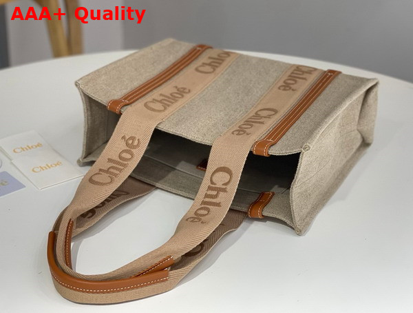 Chloe Woody Tote Bag in Linen Soft Tan Replica