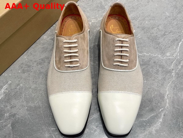 Christian Louboutin Canvas Derbies in Beige Canvas and Calfskin Replica