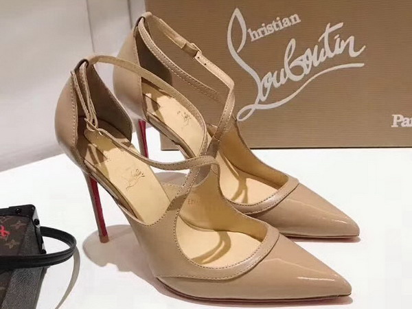 Christian Louboutin Crissos Nude Patent Nappa Shiny Leather 100mm Heel For Sale