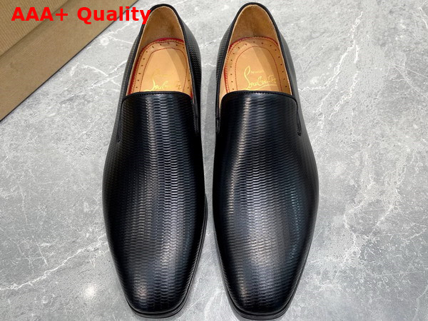 Christian Louboutin Dandelion Loafer in Black Grained Calf Leather Replica