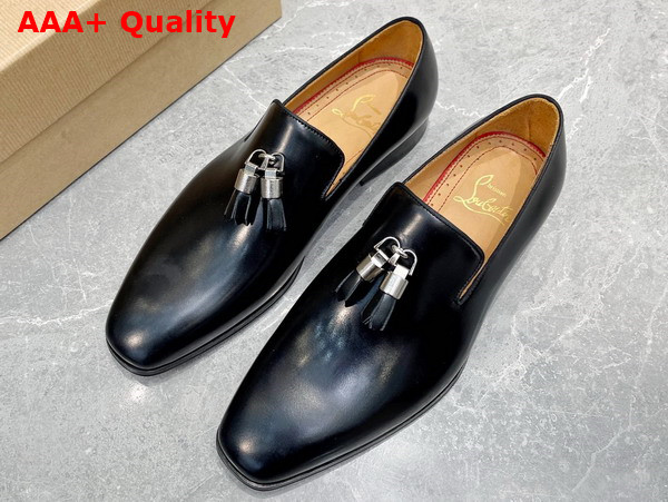 Christian Louboutin Dandelion Tassel Loafer in Black Calf Leather Replica