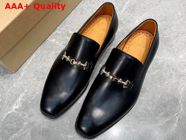 Christian Louboutin Equiswing Loafer in Black Calf Leather Replica