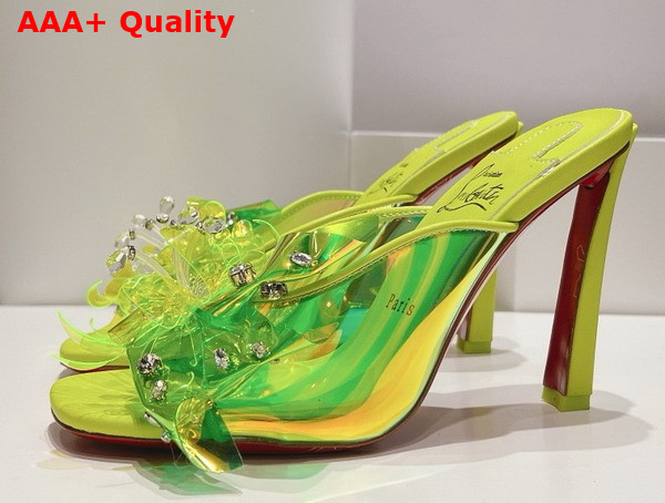 Christian Louboutin Flora Mules in Lemon Iridescent PVC Replica