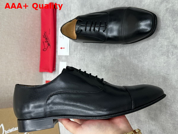 Christian Louboutin Greggo Lace Up Shoes in Black Patinated Calf Leather Replica