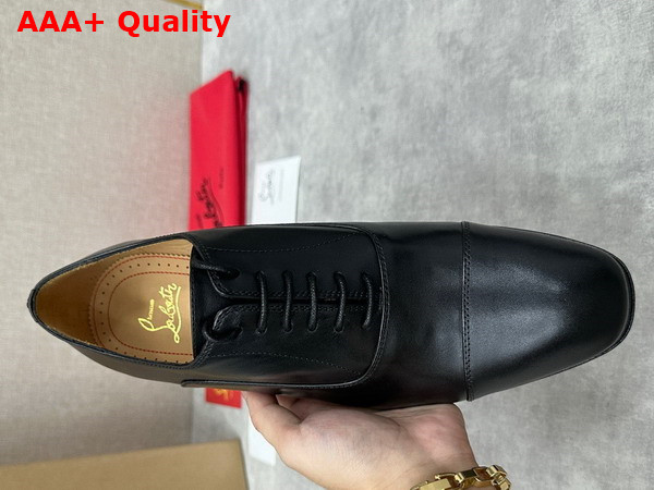 Christian Louboutin Greggo Lace Up Shoes in Black Patinated Calf Leather Replica