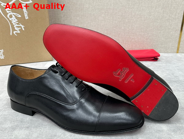 Christian Louboutin Greggo Lace Up Shoes in Black Patinated Calf Leather Replica