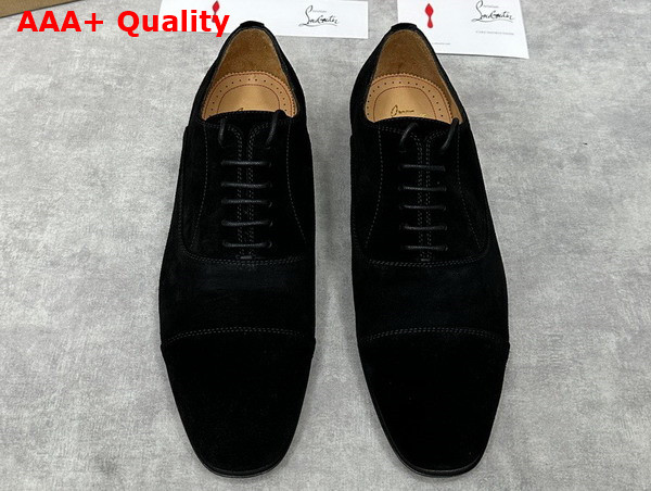 Christian Louboutin Greggo Lace Up Shoes in Black Suede Replica