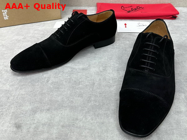 Christian Louboutin Greggo Lace Up Shoes in Black Suede Replica