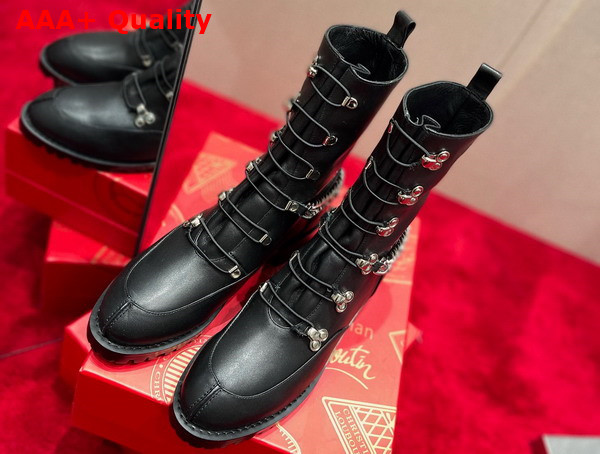 Christian Louboutin Horse Guarda Ankle Boots in Black Calf Leather Replica