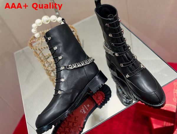 Christian Louboutin Horse Guarda Ankle Boots in Black Calf Leather Replica