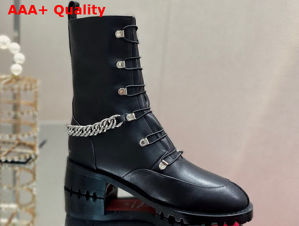 Christian Louboutin Horse Guarda Ankle Boots in Black Calf Leather Replica