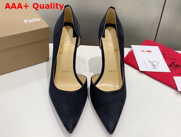 Christian Louboutin Iriza 100mm Pumps in Black Satin Replica