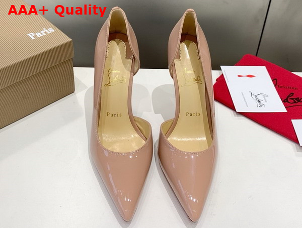 Christian Louboutin Iriza 100mm Pumps in Blush Patent Calf Leather Replica