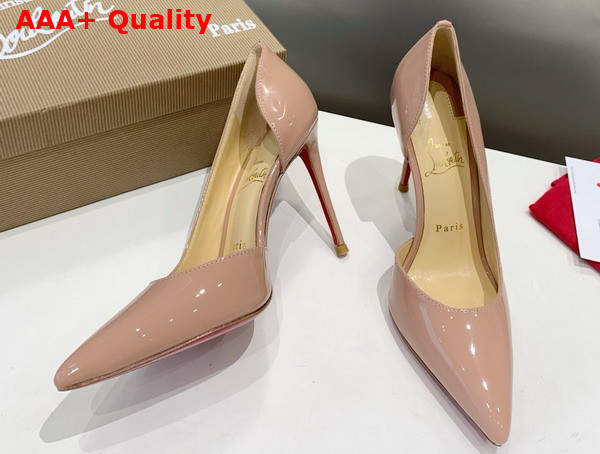 Christian Louboutin Iriza 100mm Pumps in Blush Patent Calf Leather Replica