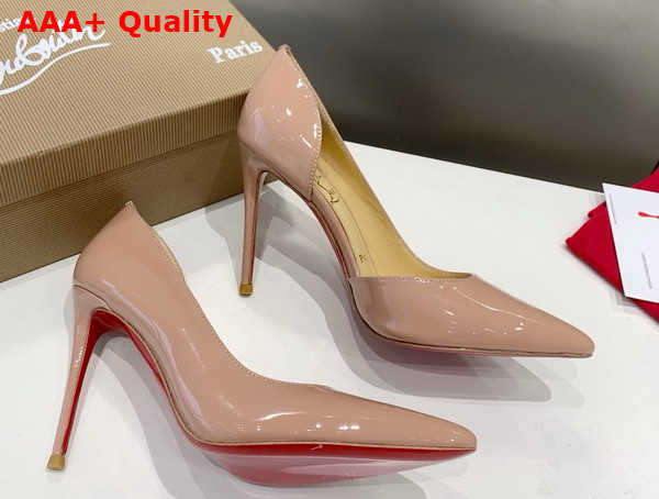 Christian Louboutin Iriza 100mm Pumps in Blush Patent Calf Leather Replica