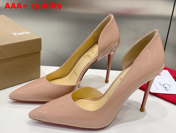 Christian Louboutin Iriza 100mm Pumps in Blush Patent Calf Leather Replica