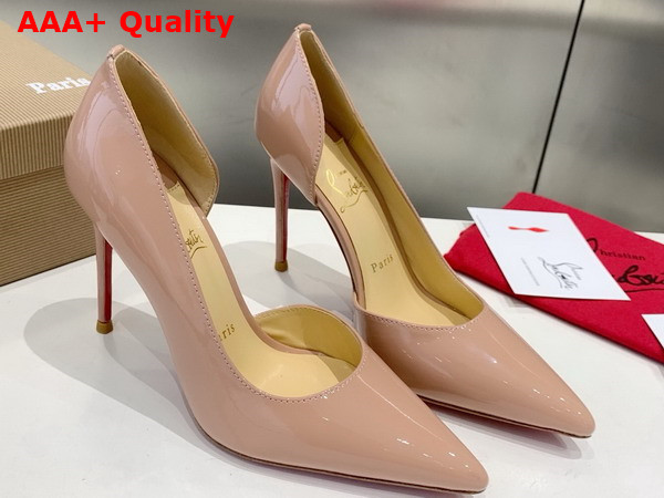 Christian Louboutin Iriza 100mm Pumps in Blush Patent Calf Leather Replica